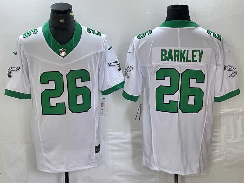 Men's Philadelphia Eagles #26 Saquon Barkley White 2023 F.U.S.E. Vapor Untouchable Throwback Jersey,We sell and wholesale Men's Philadelphia Eagles #26 Saquon Barkley White 2023 F.U.S.E. Vapor Untouchable Throwback Jersey on line form chian!